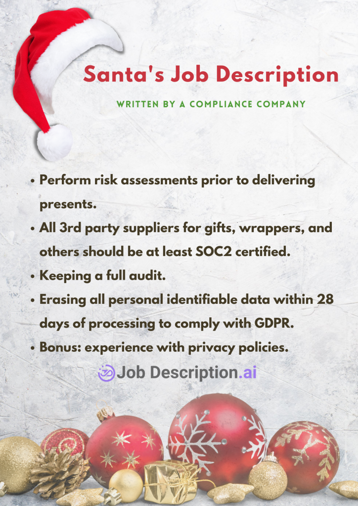 santa's job description written by a compliance company